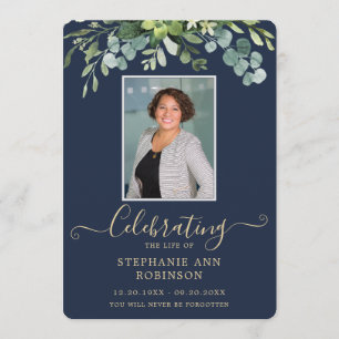 Elegant Photo Order of Service Gold Blue Program