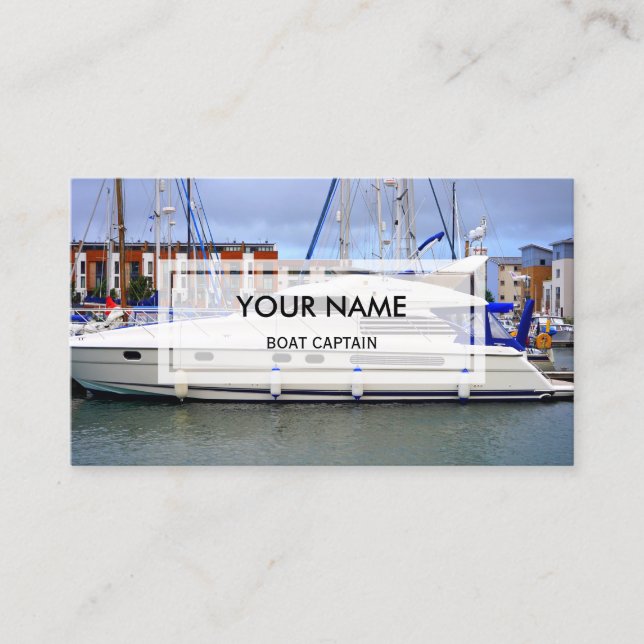 Elegant Photo Overlay | Boat Captain Business Card (Front)