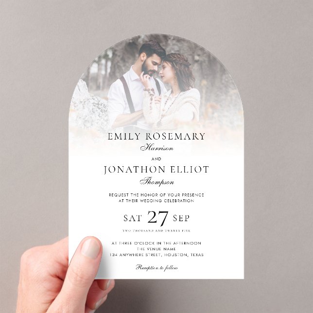 Elegant Photo Overlay Formal Wedding  Acrylic Invitations (Insitu (Handheld))