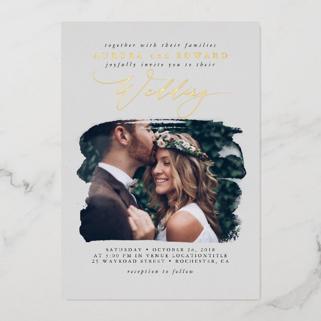 Elegant Photo Overlay Grey Boho Wedding Real (Front)