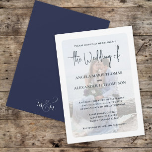 Elegant Photo Overlay Simple Minimalist Navy Blue Invitation