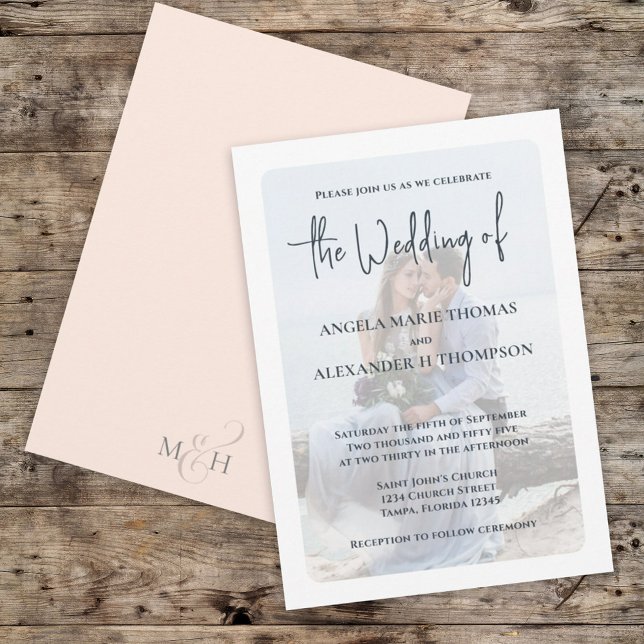Elegant Photo Overlay Simple Minimalist Peach Invitation (Creator Uploaded)