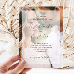Elegant Photo Overlay | Wedding Invitation<br><div class="desc">These elegant and minimalist wedding invitations feature your own photo as the background,  with a sheer white overlay (for a faux vellum effect) on top. Modern script typography and classic black text add a stylish touch.</div>