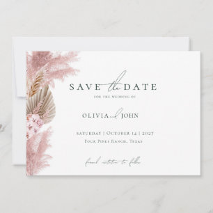 Elegant Photo Pampas Grass Wedding Save the Date 
