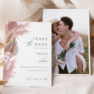 Elegant Photo Pampas Grass Wedding Save the Date Invitation