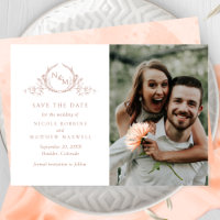 Elegant Photo Peach Monogram Wedding