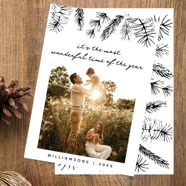 Elegant Photo Pine Family Christmas  Holiday Card (Creator Uploaded)
