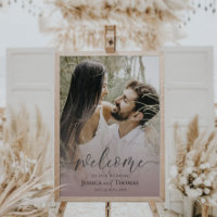 Elegant Photo Pink & Black Welcome to our Wedding 