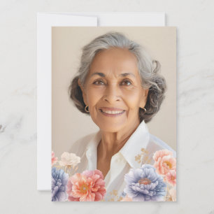 Elegant Photo Pink Floral 70th Birthday Invitation