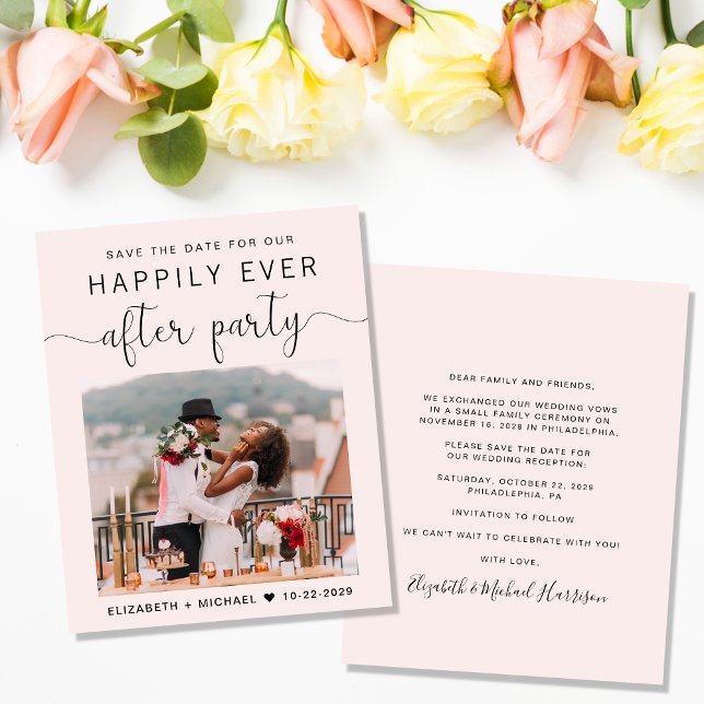 Elegant Photo Pink Wedding Reception Save the Date (Creator Uploaded)
