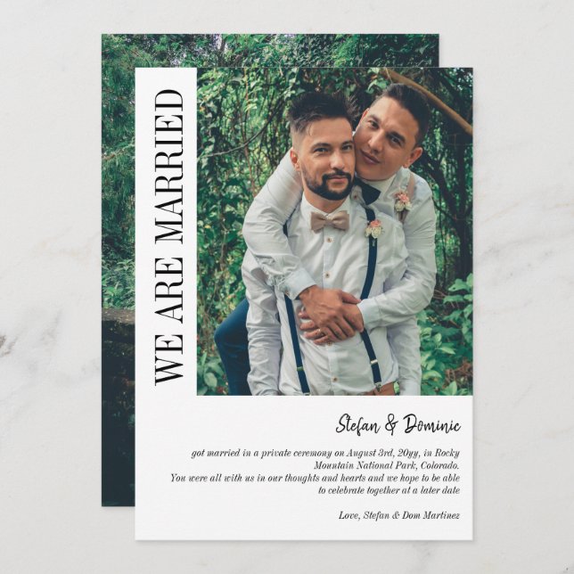 Elegant Photo Private Ceremony Wedding Announcement (Front/Back)