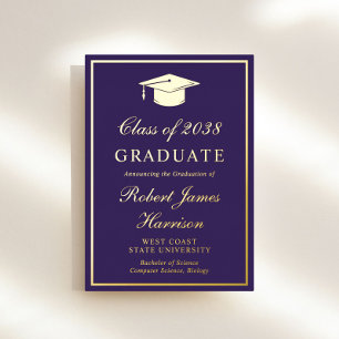 Elegant Photo Purple Graduation Party Gold