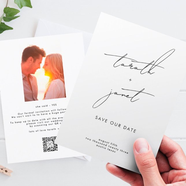 ELEGANT | Photo QR CODE Save OUR Date Wedding Invitation (Creator Uploaded)