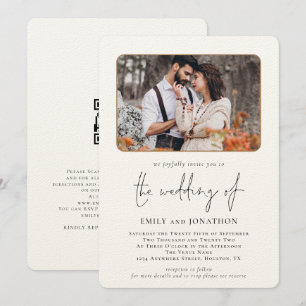 Elegant Photo QR Code Wedding Invitation