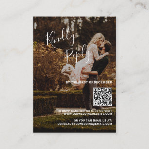 Elegant Photo QR Code Wedding Mini RSVP Card