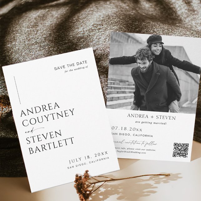 Elegant Photo Qr Code Wedding Save the Date Invitation (Creator Uploaded)