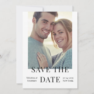 Elegant Photo QR Code White Wedding Save The Date
