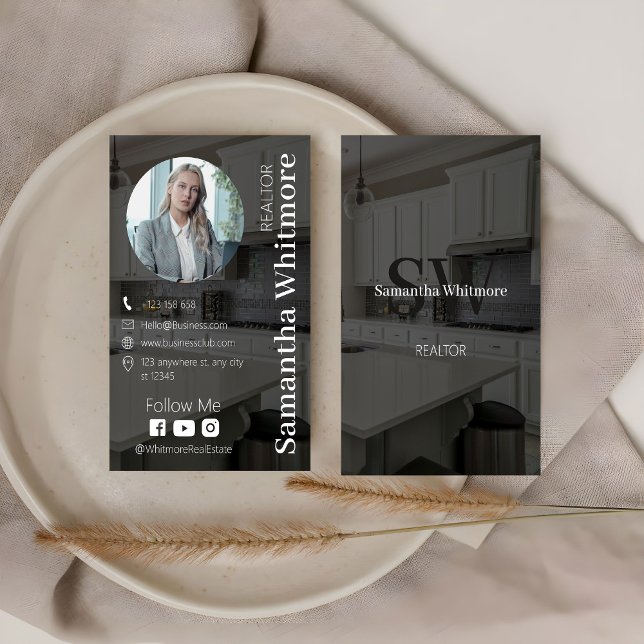 Elegant Photo Realtor Professional Real Estate Business Card (Creator Uploaded)