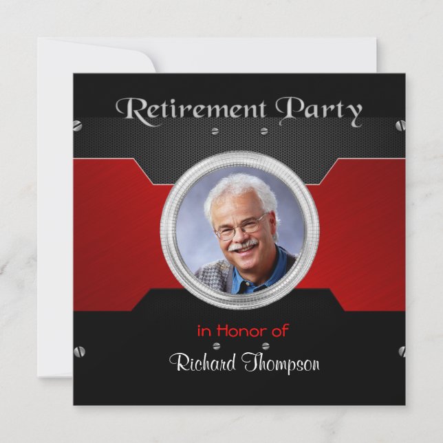 Elegant Photo Retirement Party Invitations (Front)