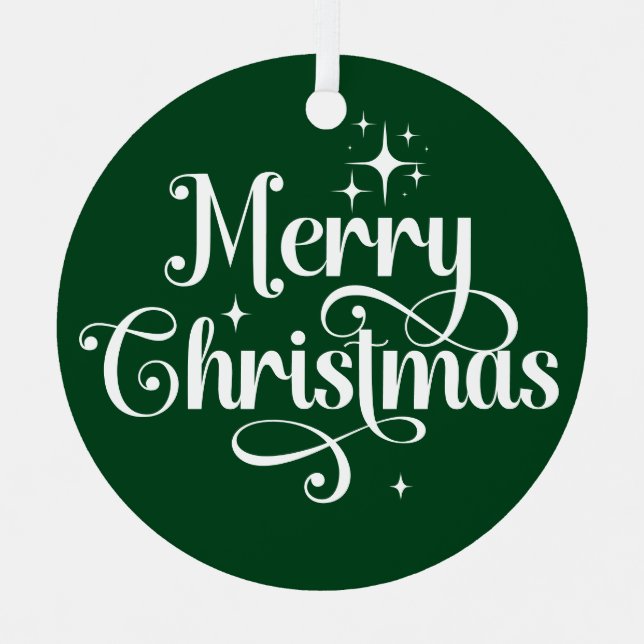 Elegant Photo Retro Merry Christmas Green Keepsake Metal Tree Decoration (Front)