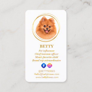 Elegant Photo Rose Gold Dog Pet Social Media Business Card