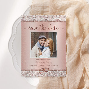 Elegant Photo Rose Gold Wedding Save The Date