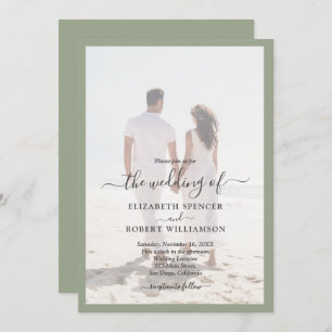 Elegant Photo Sage Green Wedding Invitation