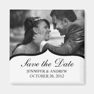 Elegant Photo Save the Date Magnet (black/white)