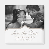 Elegant Photo Save the Date Magnet (light brown)