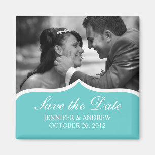 Elegant Photo Save the Date Magnet (turquoise)