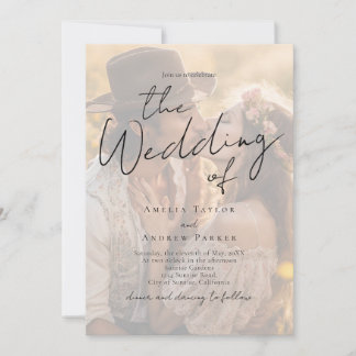 Elegant Photo Script Calligraphy QR Code Wedding Invitation