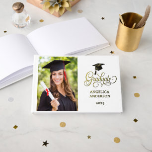 Elegant Photo Script Graduate Foil Guest Book