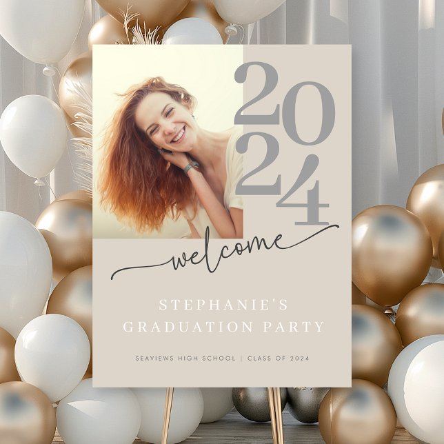 Elegant Photo Script Graduation Party Welcome Poster (Creator Uploaded)