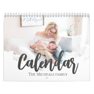 Elegant photo script text family collage calendar