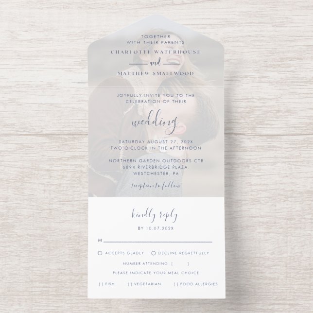 Elegant Photo Script Wedding All In One Invitation (Inside)