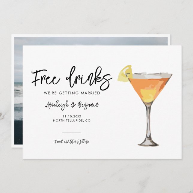 Elegant Photo Script Wedding Save The Date (Front/Back)