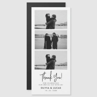 Elegant Photo Strip Magnetic Wedding Thank You