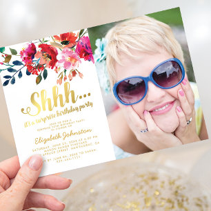 Elegant Photo Surprise Birthday Party Invitation