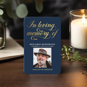 Elegant Photo Sympathy Funeral Prayer Cards