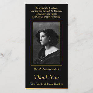 Elegant Photo Sympathy Thank You with gold piping Card