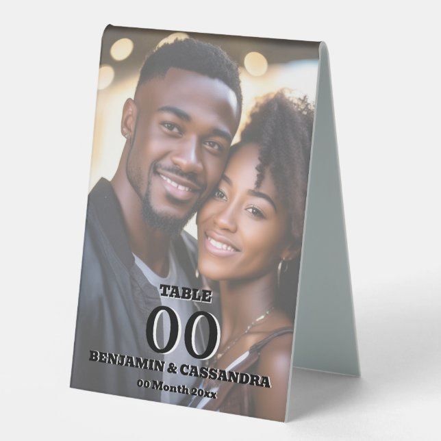 Elegant Photo Table Number Stand Template Custom (Front)