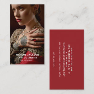 Elegant Photo Tattoo Artist Business Card
