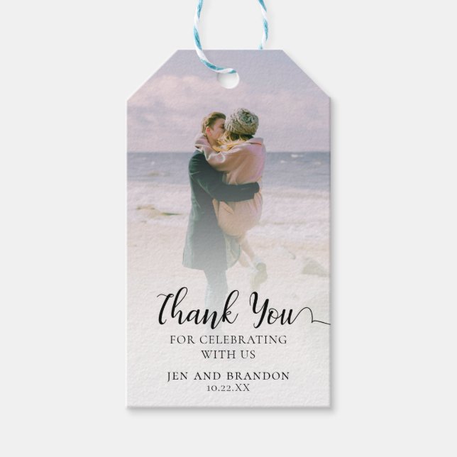 Elegant Photo Thank You Wedding Favour Tag (Front)