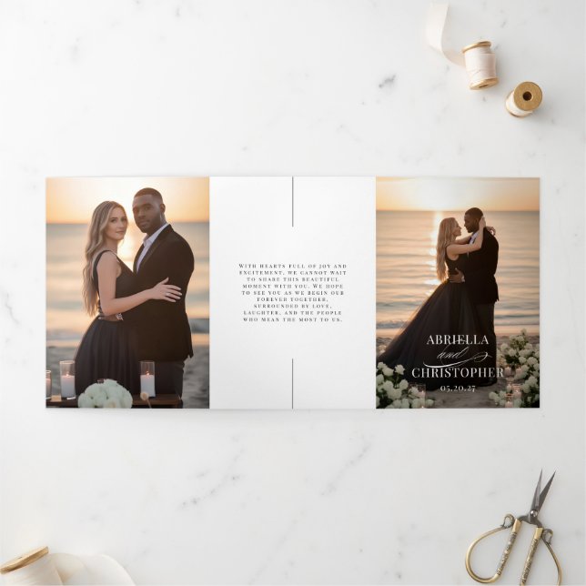 Elegant Photo Tri-Fold Wedding Invitation (Outside)