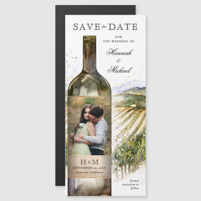 Elegant Photo Vineyard Wedding Save the Date Magnetic Invitation (Front/Back)