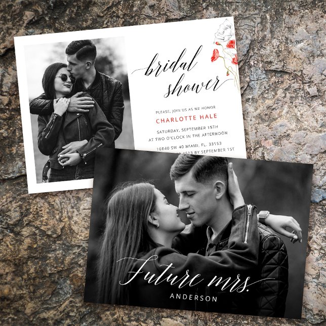 Elegant Photo Watercolor Flowers Bridal Shower Invitation (Creator Uploaded)