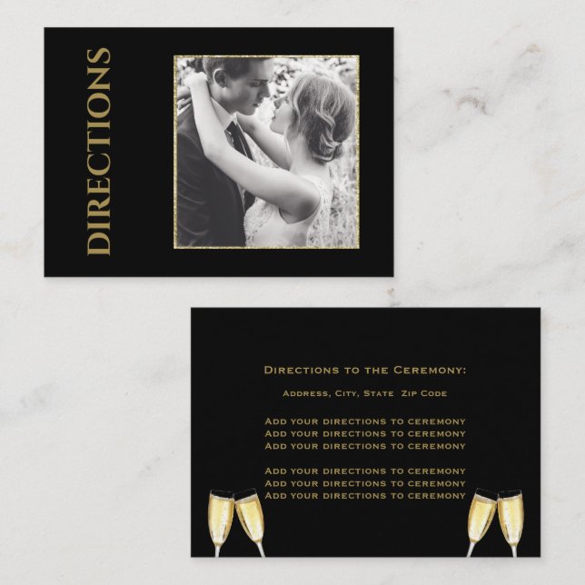 Elegant Photo Wedding Champagne Directions Enclosure Card (Front/Back)