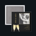Elegant Photo, Wedding Champagne  Magnet<br><div class="desc">Wedding Magnet. Elegant, classy and modern photo gift for your special day with gold champagne glasses. Change the example photo for your own to make this a special unique personal product for your event. Fashionable and sophisticated design (suitable for any age/event). All text, font and font color is fully customizable...</div>
