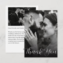 Elegant Photo Wedding Flat Thank You Card