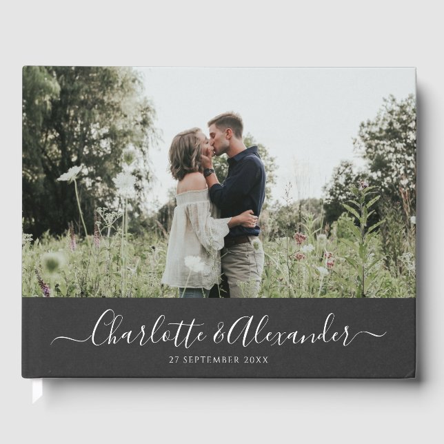 Elegant Photo Wedding Guest Book (Front)